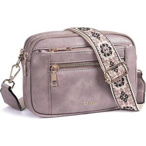 Telena Women Purple Vegan Leather Shoulder Handbags With Adjustable Strap